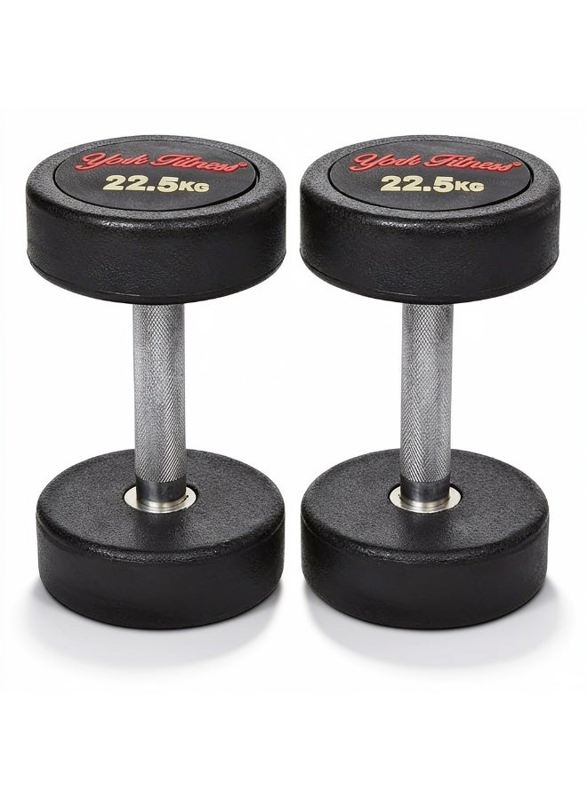 York DZLG11 22.5 kg Rubber Round Dumbbell - Image 1